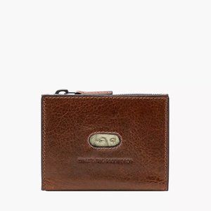 Fossil Men's Andrew Leather Minimalist Zip Card Case Wallet Cognac